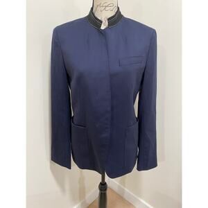 NWOT Theory Project Virgin Wool Navy Blazer size 6 womens